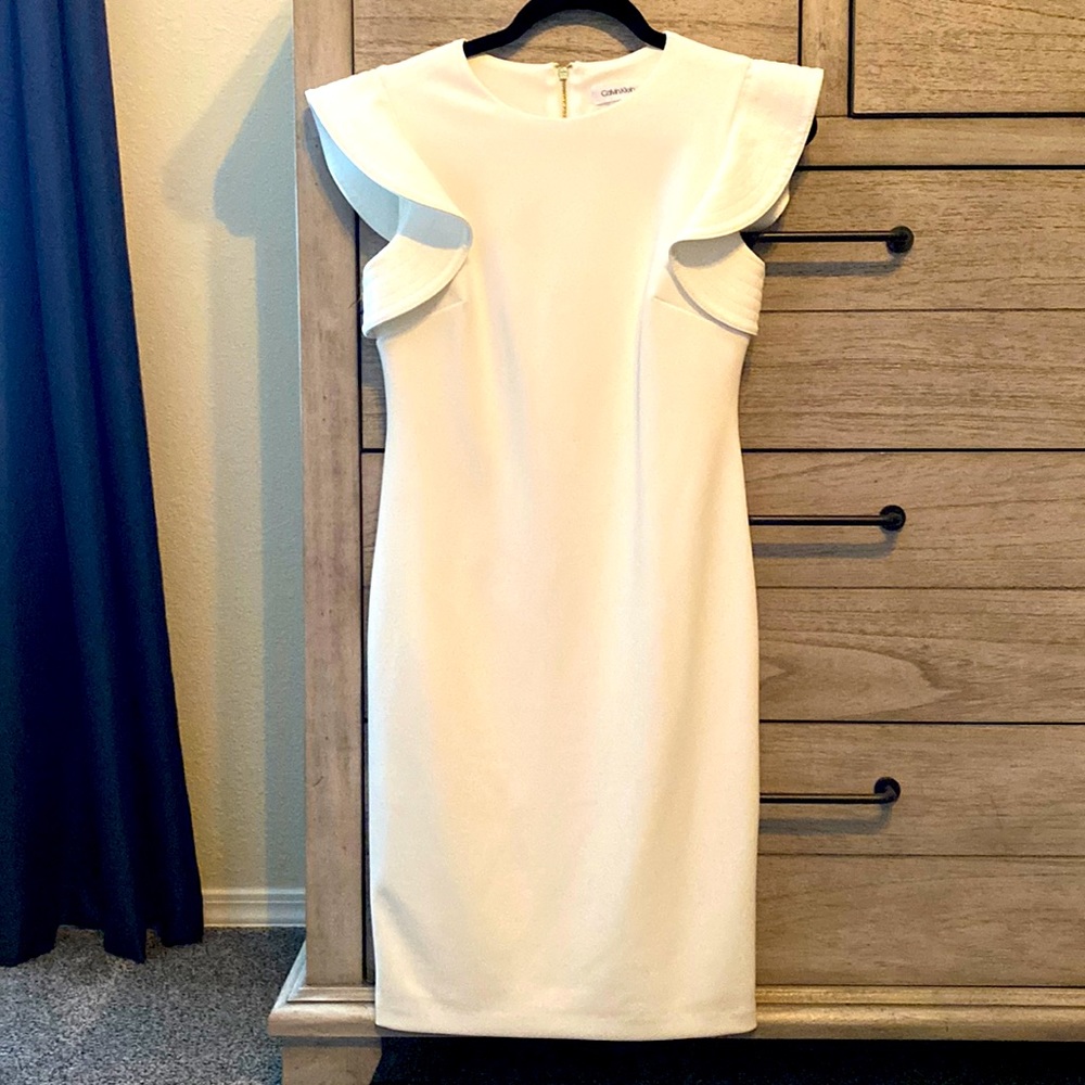 Calvin Klein White Formal Dress Size 4. Used Once